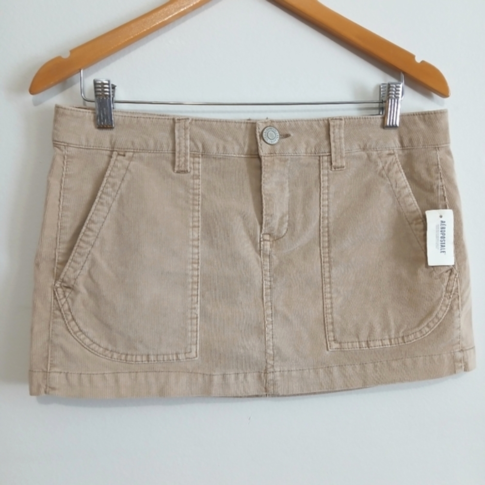 Micro Mini Skirt Corduroy Tan Size 11 12  Stretch
